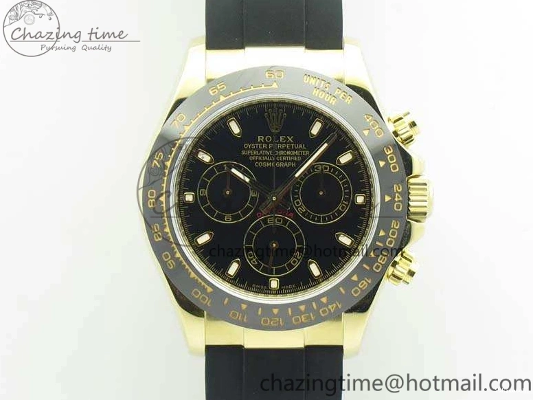 Daytona 1:1 Clone 116518 LN YG Dial Best Black ARF Rubber A4130 On Strap Super Edition 0303